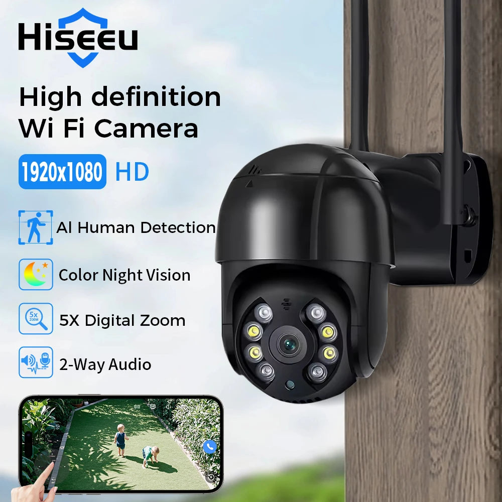 1080P HD Smart WiFi PTZ Security Camera with Human Detection, Auto Tracking, 5x Digital Zoom