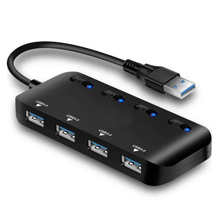 4-Port USB Hub with Individual On/Off Switches