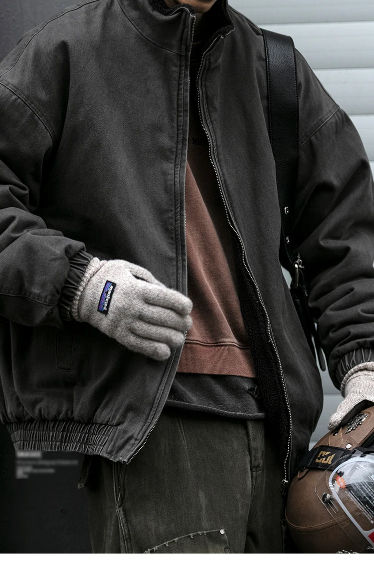 Japanese Vintage Polar Fleece Jacket Men Winter High Quality Thick Jacket Korean Streetwear Loose Couple Trendy Warm Coat Male 