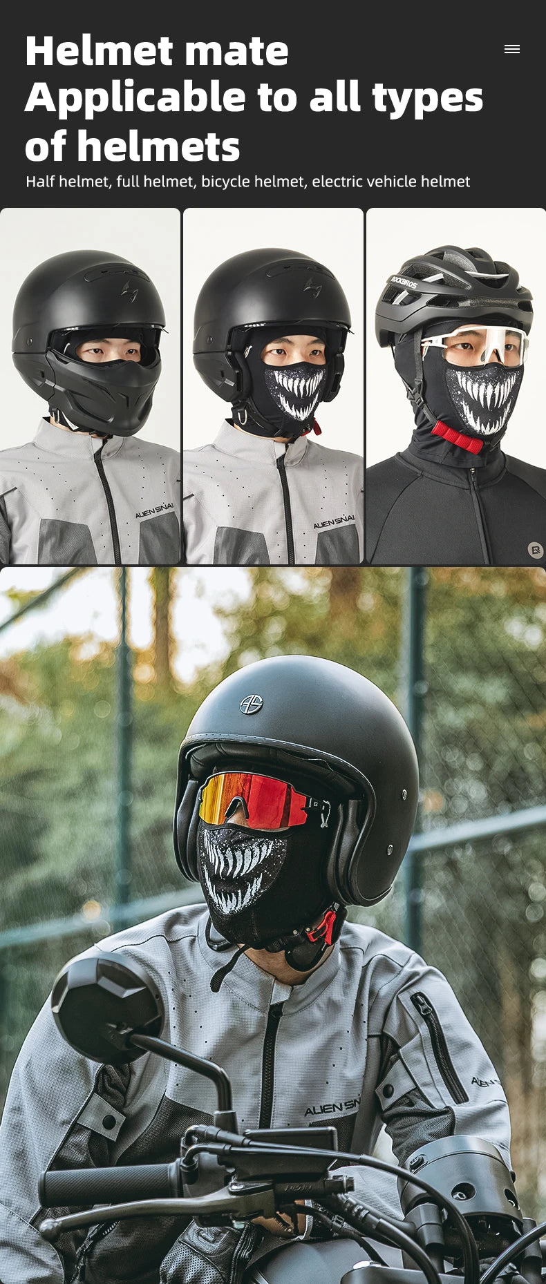 Breathable Ice Silk Motorcycle Face Mask with Eye Holes