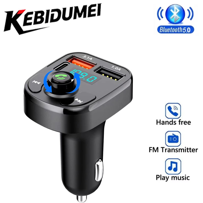 Bluetooth 5.0 Car FM Transmitter with Dual USB