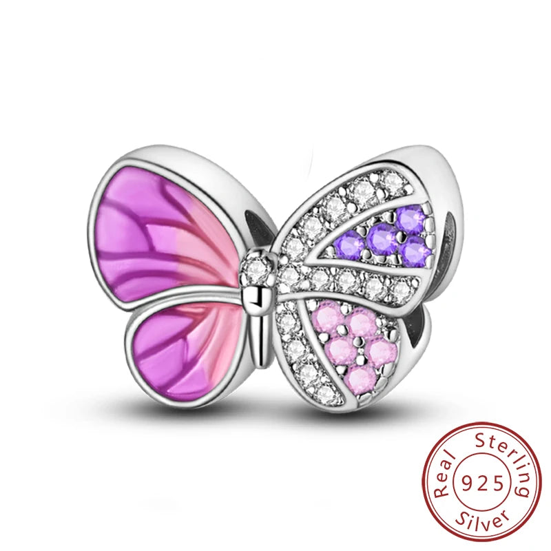 Original 925 Sterling Silver Charm Beads Glowing Luminous Firefly Butterfly Pendant for Bracelet Charm Jewelry 