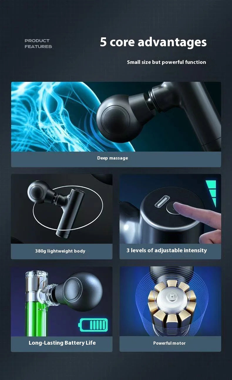 Mini Massage Massage LCD Screen 6 Heads Gun Muscle Massager Portable Electric Fascia Gun for Neck Foot Body Fascia Gun 