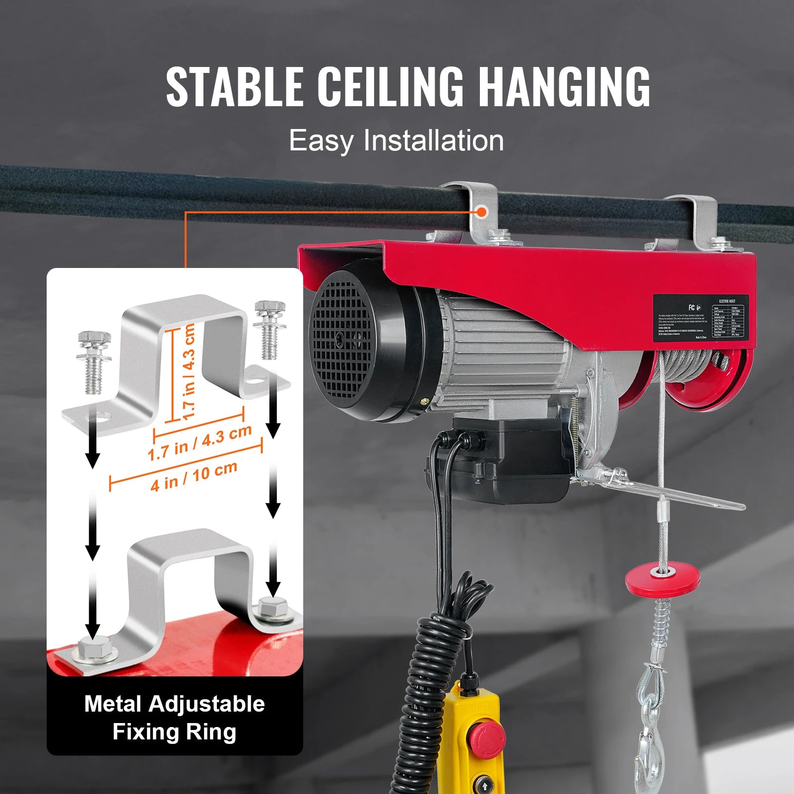 Electric Hoist 200–800kg with Remote Control for Garage Lifting