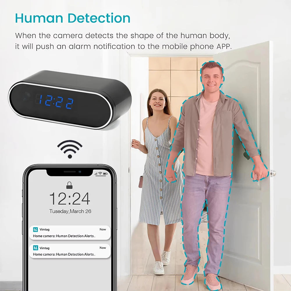  Orologio con telecamera Wi-Fi e rilevamento movimento – Opzioni schede