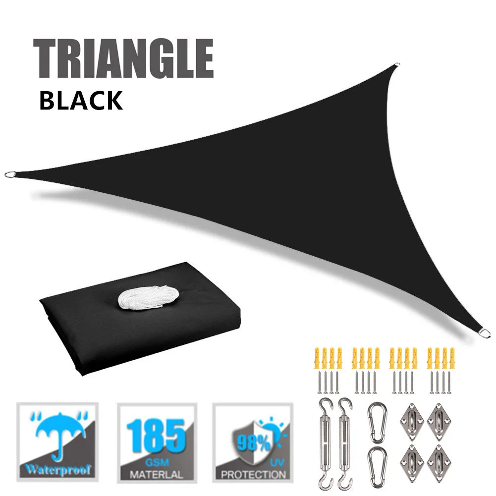 Waterproof Triangle Sun Shade Sail Canopy 98%UV Block Sun Shelters For Outdoor Facility&Activities Backyard Awning Camping Tents 