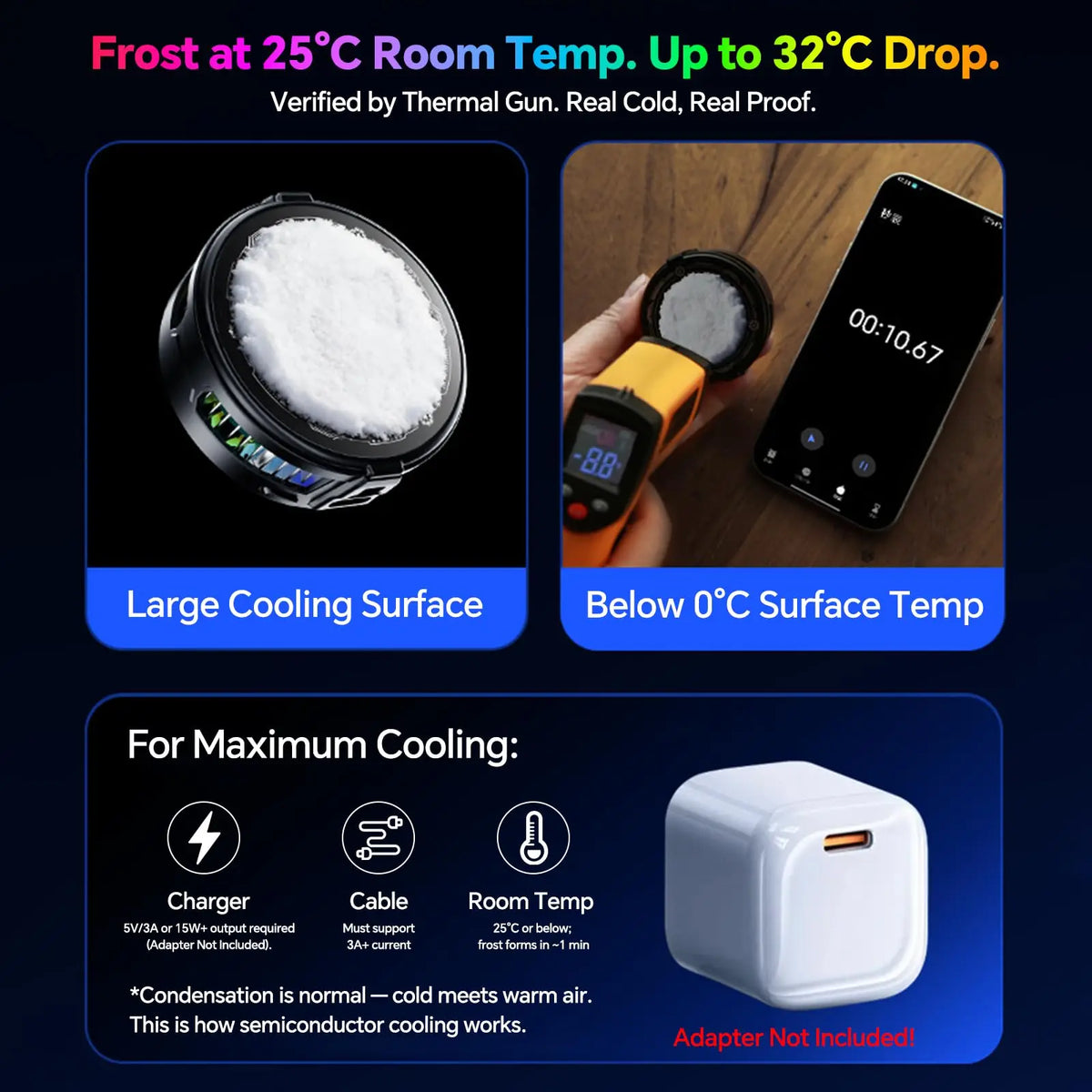 USB-C Phone Cooler with RGB and Magnetic/Clip Mounts