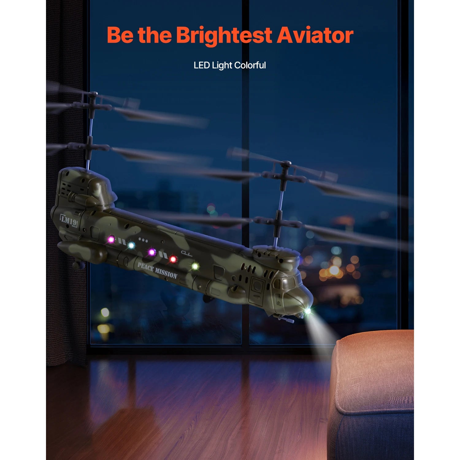 3,5-kanals RC-helikopter med LED-lys og nem betjening