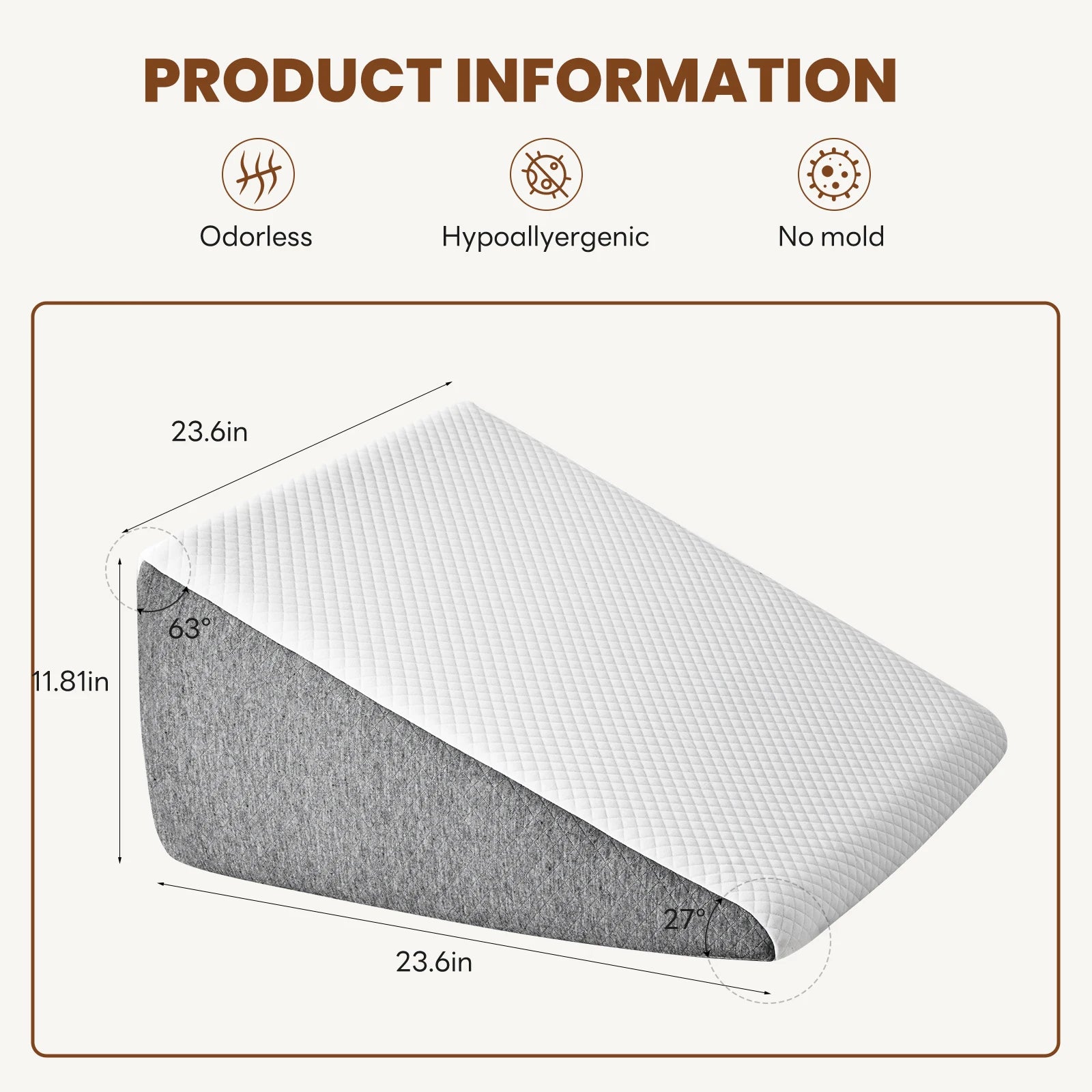 Ergonomic Memory Foam Wedge Pillow for Neck Pain Relief Support