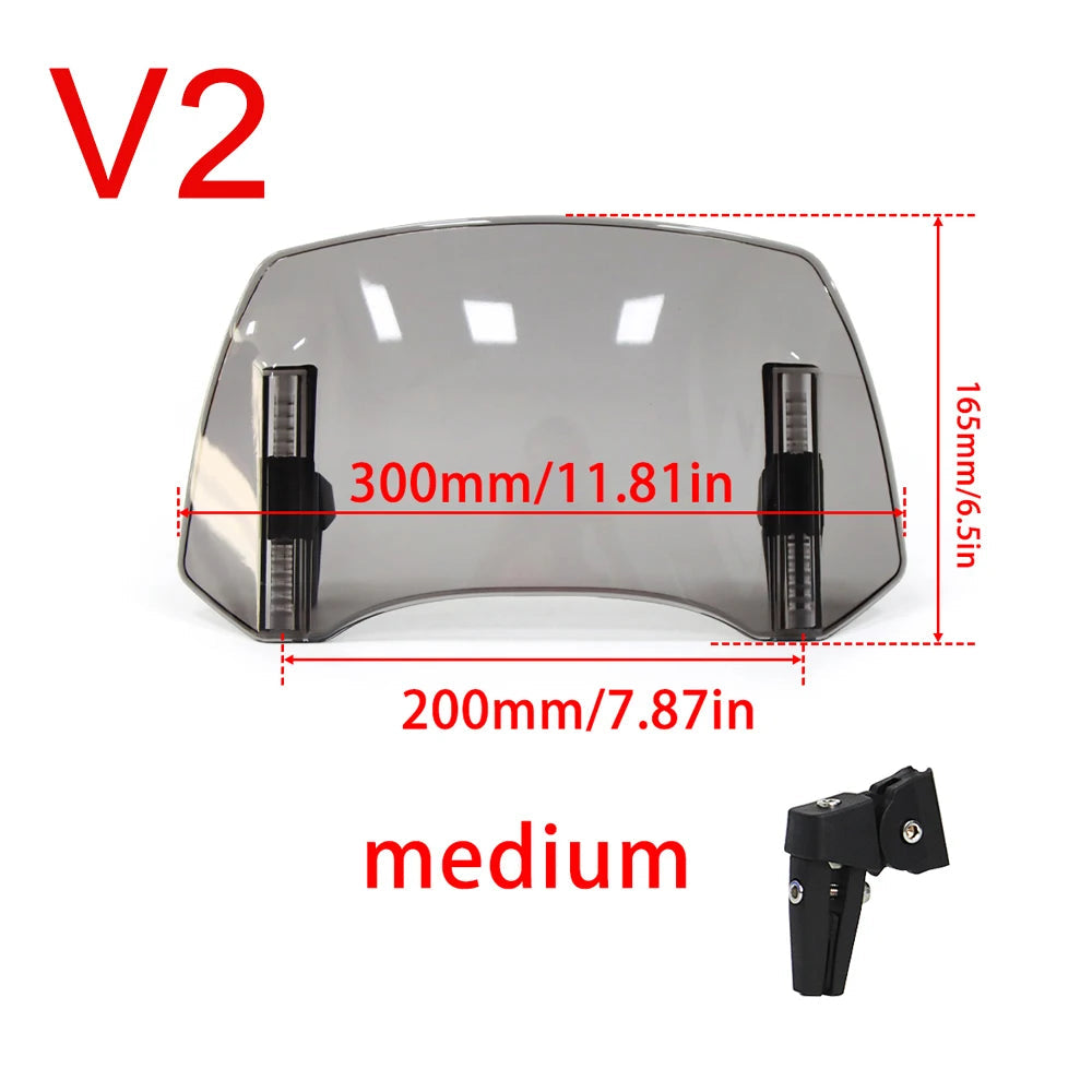 Universal Motorcycle Windshield Extension Adjustable Spoiler Clamp-On Windscreen Deflector For BMW KAWASAKI YAMAHA HONDA SUZUKI 