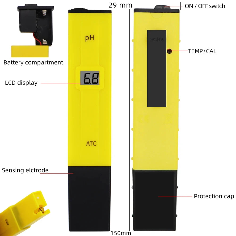 Digital pH Test Pen, 0–14pH, Box Options