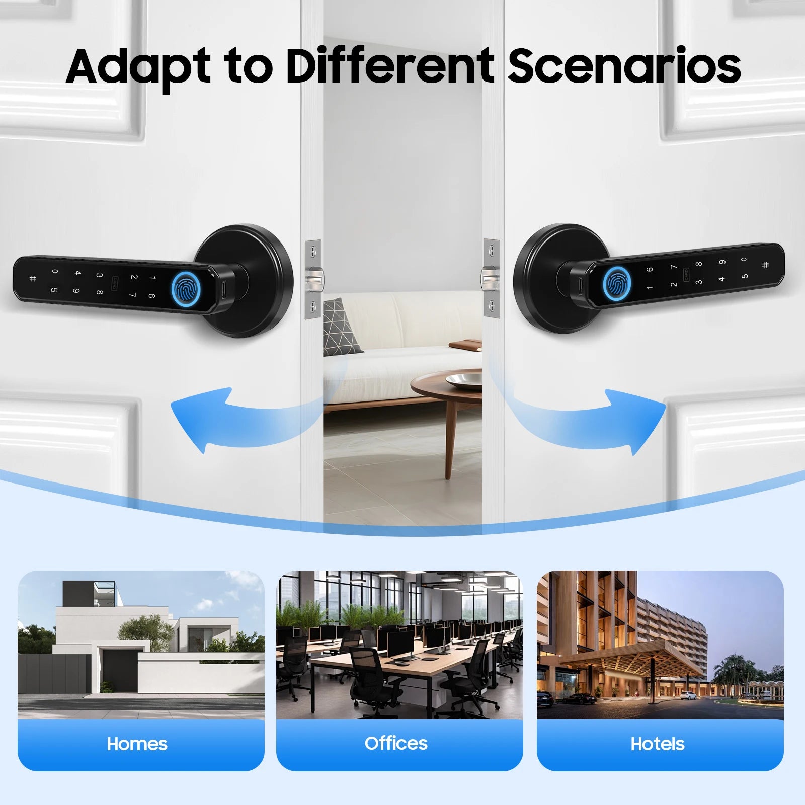 Fingerprint Door Lock, Smart Door Knob, Smart Door Handle Lock This Product Is Suitable for Homes Apartments Offices Door Thickness Is 35-55mm