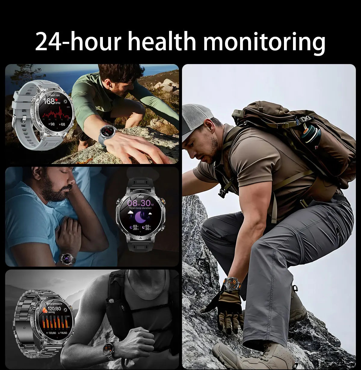 Outdoor Bluetooth Anruf-Smartwatch mit LED-Taschenlampe