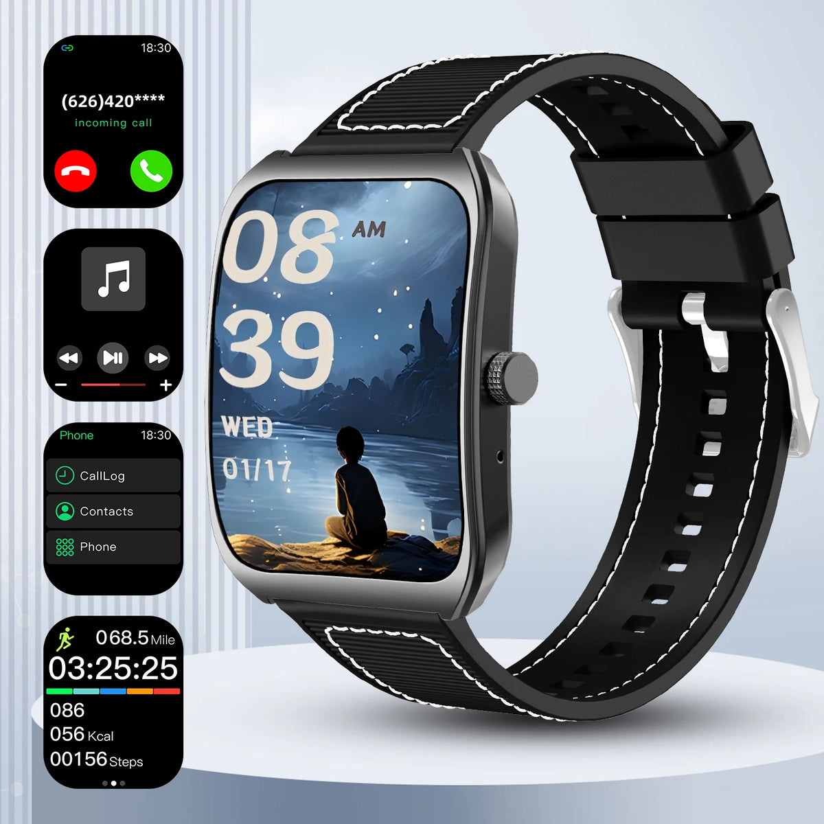 Smart Watch 1.85-Inch Curved Screen with Bluetooth Calls