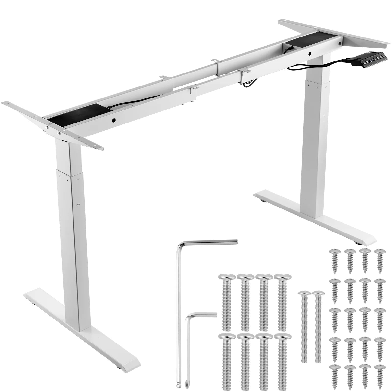 Cadre de bureau debout SucceBuy électrique, tréteaux de bureau ergonomique ajustable pour ordinateur, base de poste de travail DIY pour maison/bureau, noir et blanc