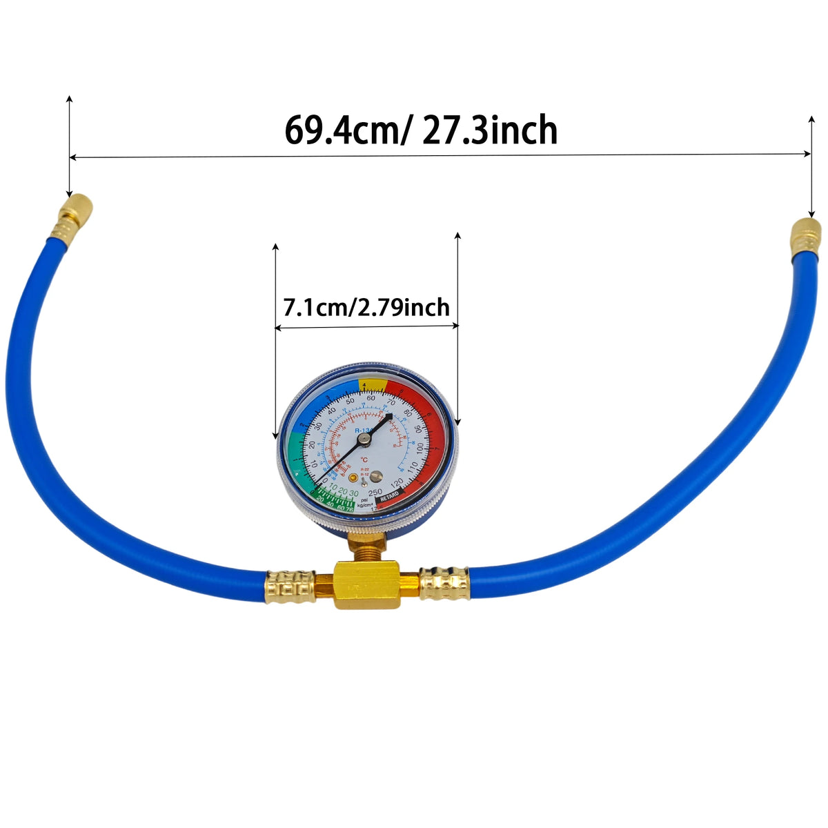 Tuyau de chargement de réfrigérant R134A avec jauge Kit de recharge AC automobile Compatible outil de mesure de pression pour réparation de voiture