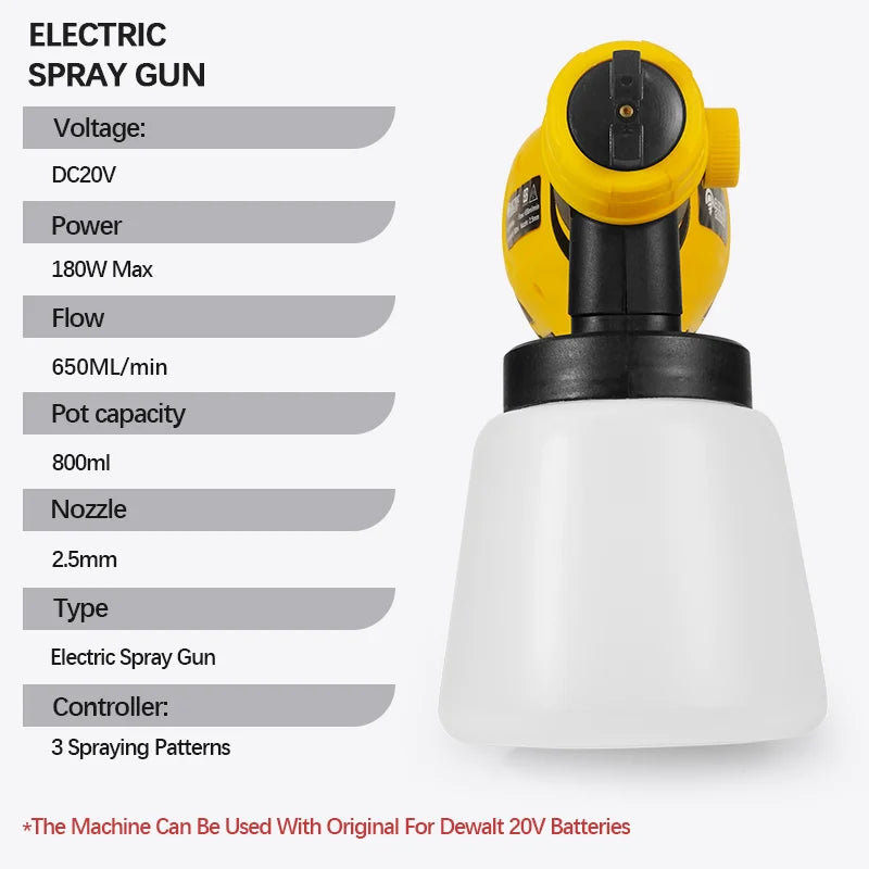 Cordless HVLP Paint Sprayer with 800ml Cup & 3 Spray Patterns