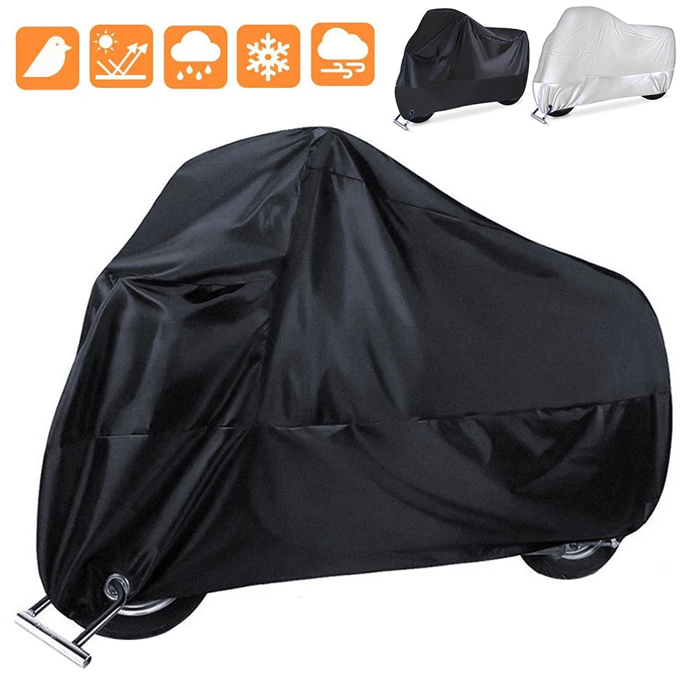Motorcycle Cover Waterproof All Season Dustproof UV Protective Outdoor Indoor Scooter 190T Wear-resistant Fabric Motorbike Cover 
