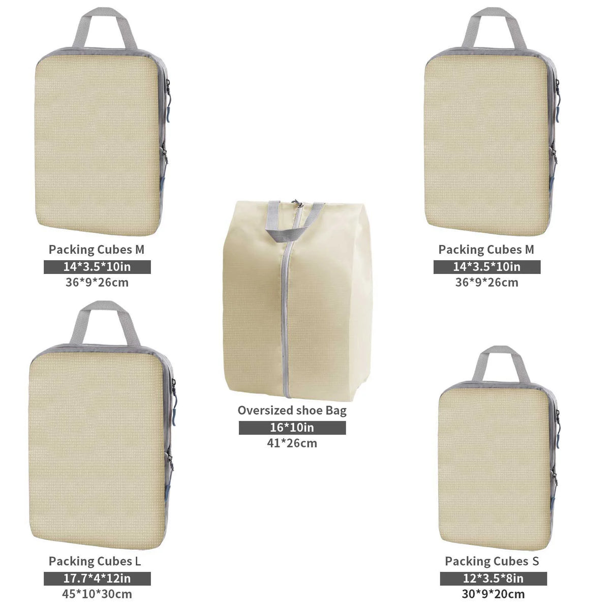 Fünfteiliges Kompressions-Packwürfel-Set