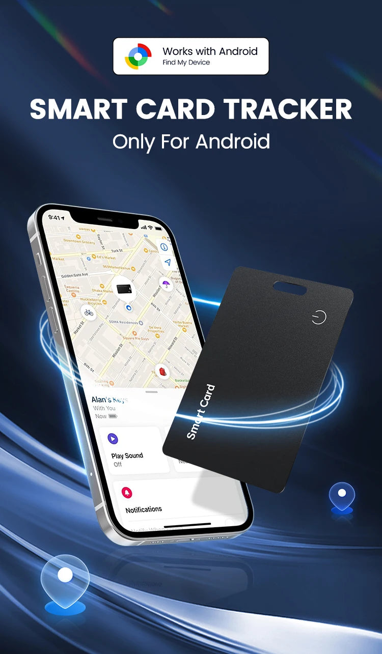 Găsește-ți portofelul cu GPS, Card tracker pentru Android - Ultra-subțire, etichetă inteligentă Bluetooth, reîncărcabilă, pentru portofel și bagaje, anti