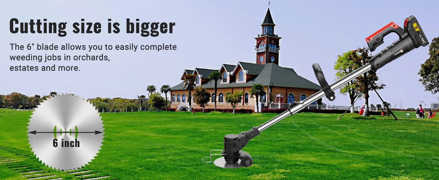 Conentool 24V Cordless Strimmer with Dual Batteries and Blade Set