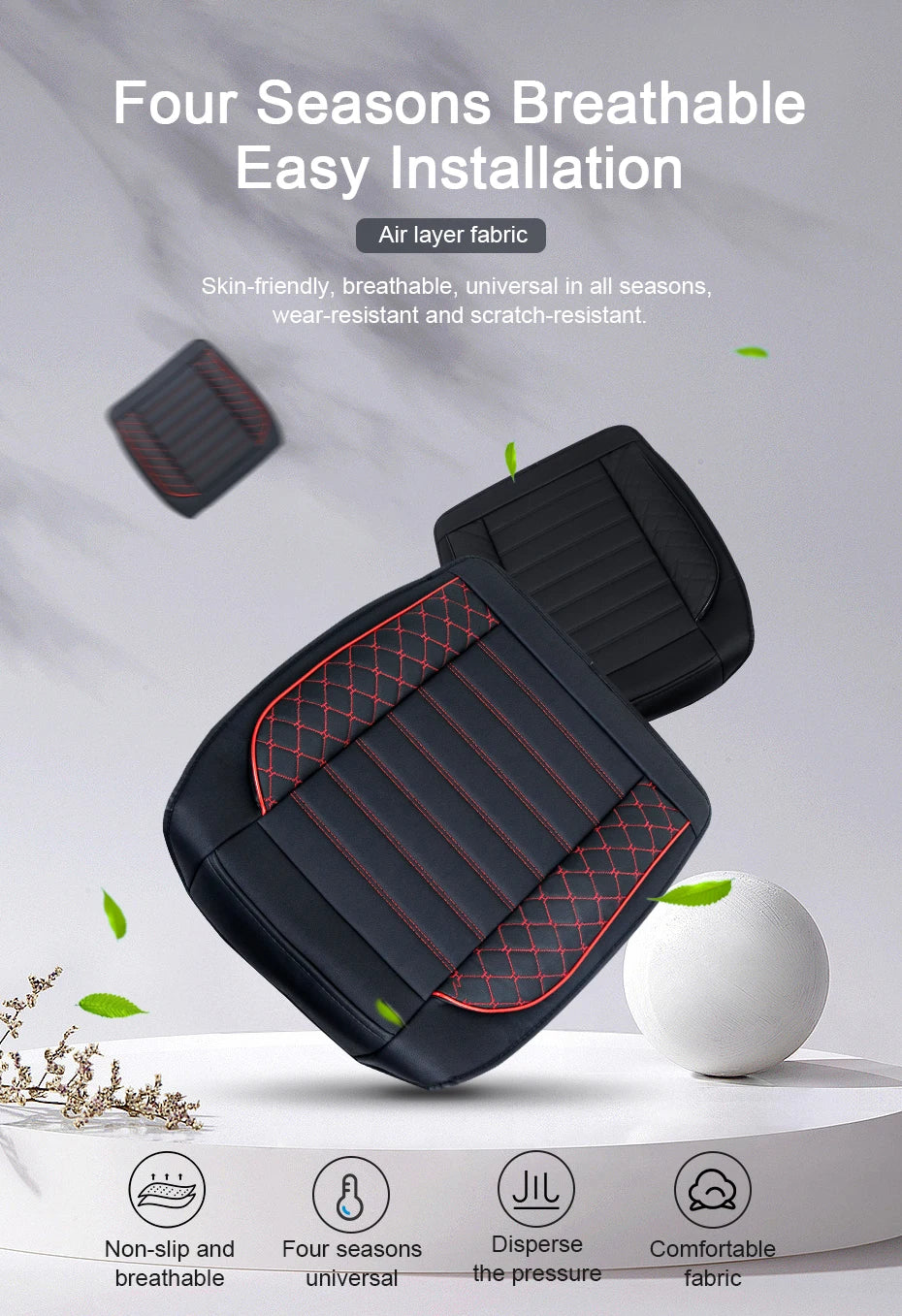 SEAMETAL 1Pc Beige Car Seat Cover Thicken Vehicle Seat Cushion Luxury Full-Wrapped Chair Protector Universal for Most Car Models