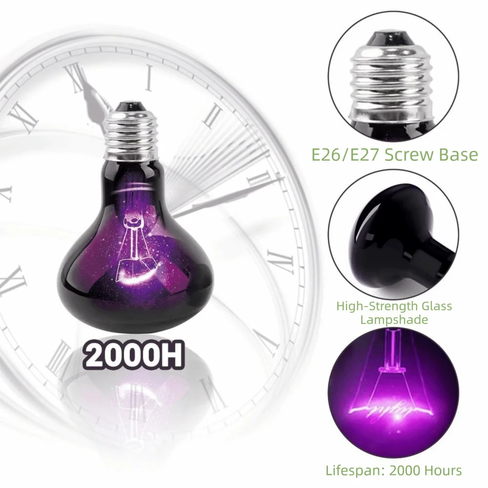 E27 Reptile Basking Bulb, 25–100W Options
