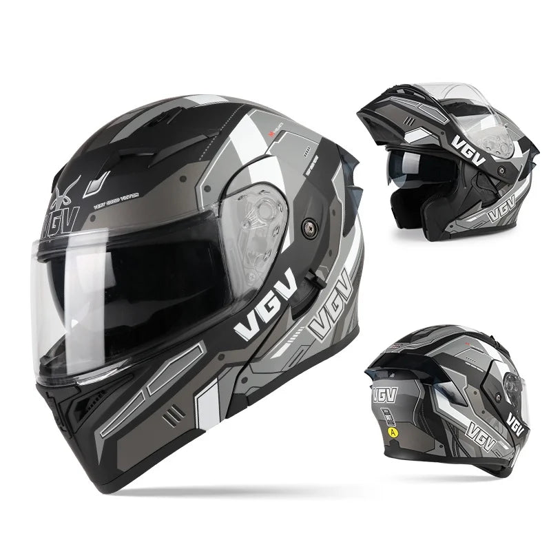 VGV 91 Flip Motorcycle Helmet, Dual-Lens, DOT Certified