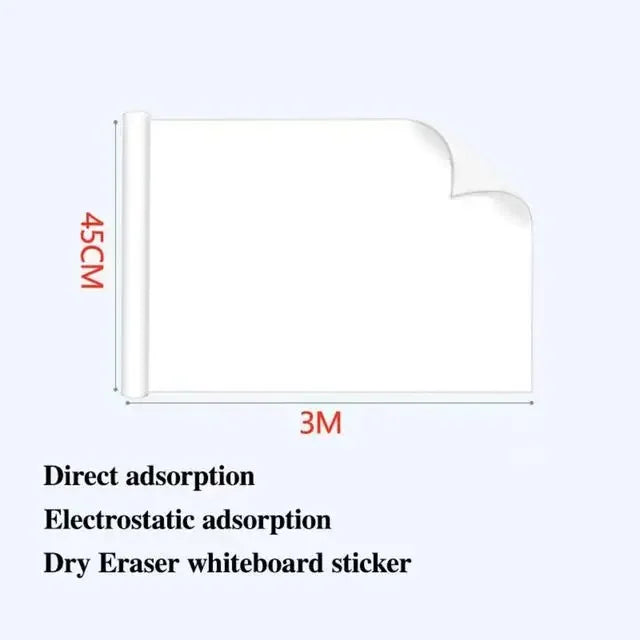 Static-Cling Dry-Erase Whiteboard Roll, 45cm Wide