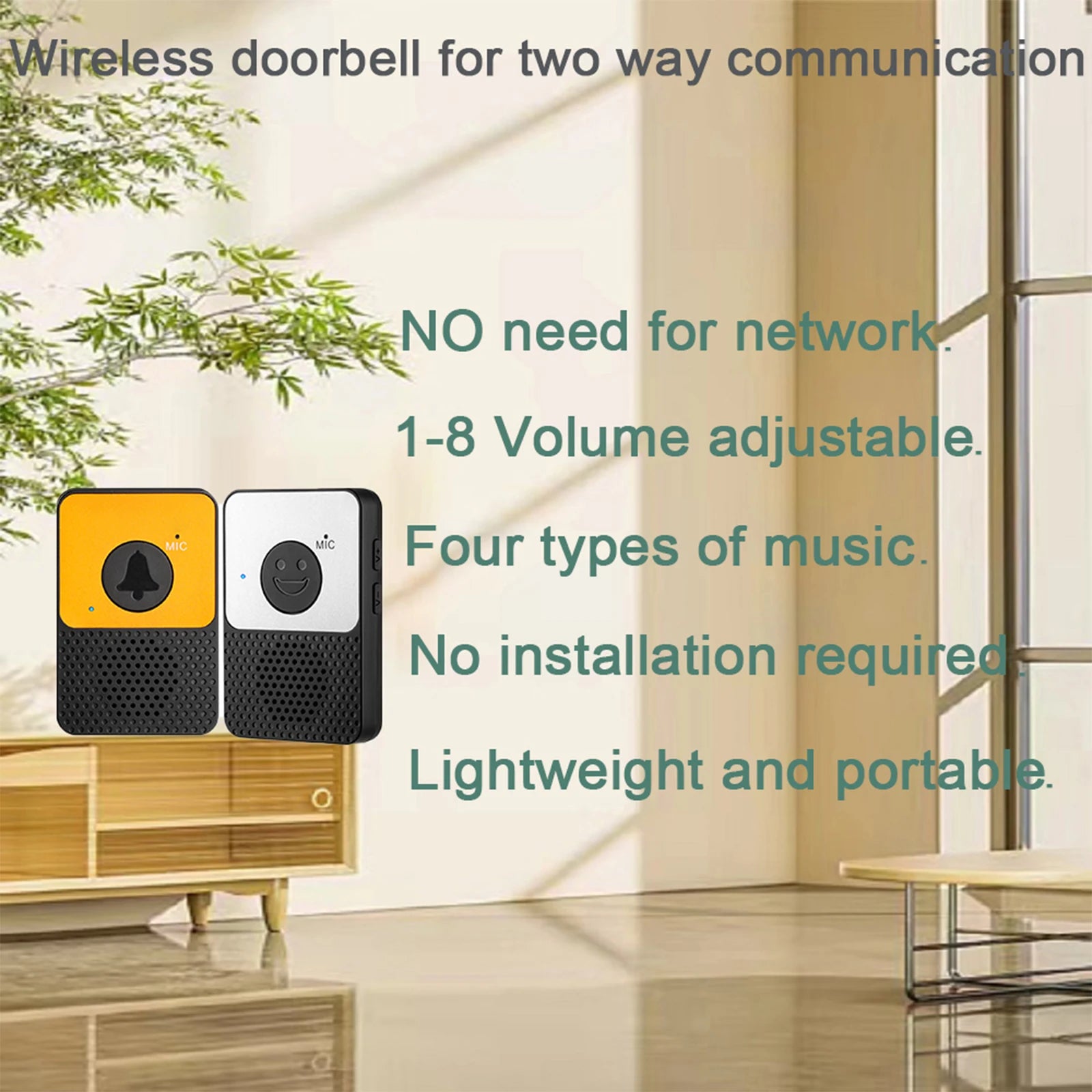 Wireless Two-Way Intercom Doorbell System with 800ft Range
