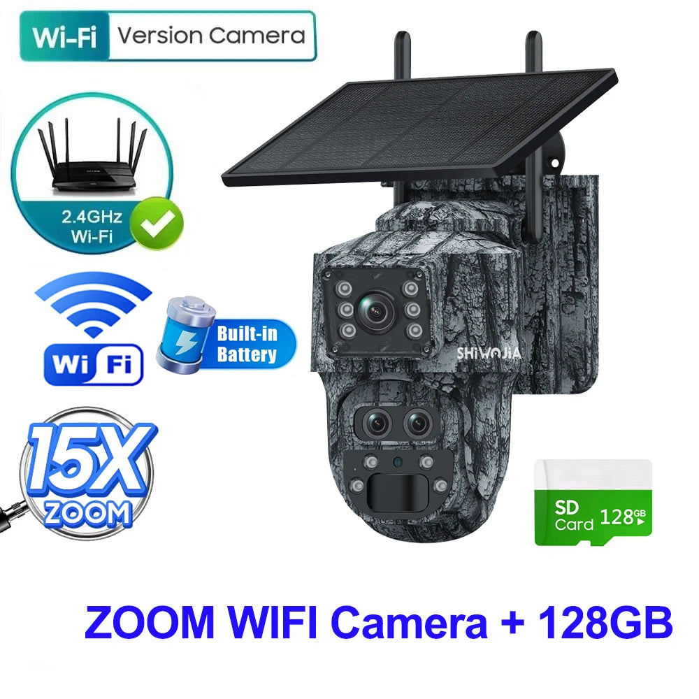 12MP 15X Zoom 4G Solar Security Camera Dual Screen Outdoor PTZ