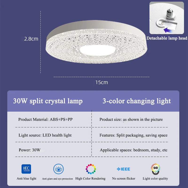 E27 LED-taklampe med skjerm med krystalleffekt