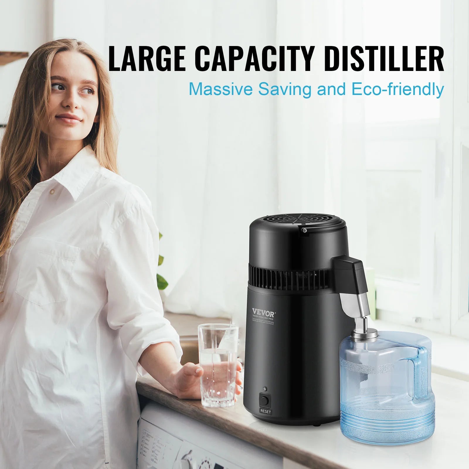 4L Countertop Water Distiller 750W Stainless Steel Purifier