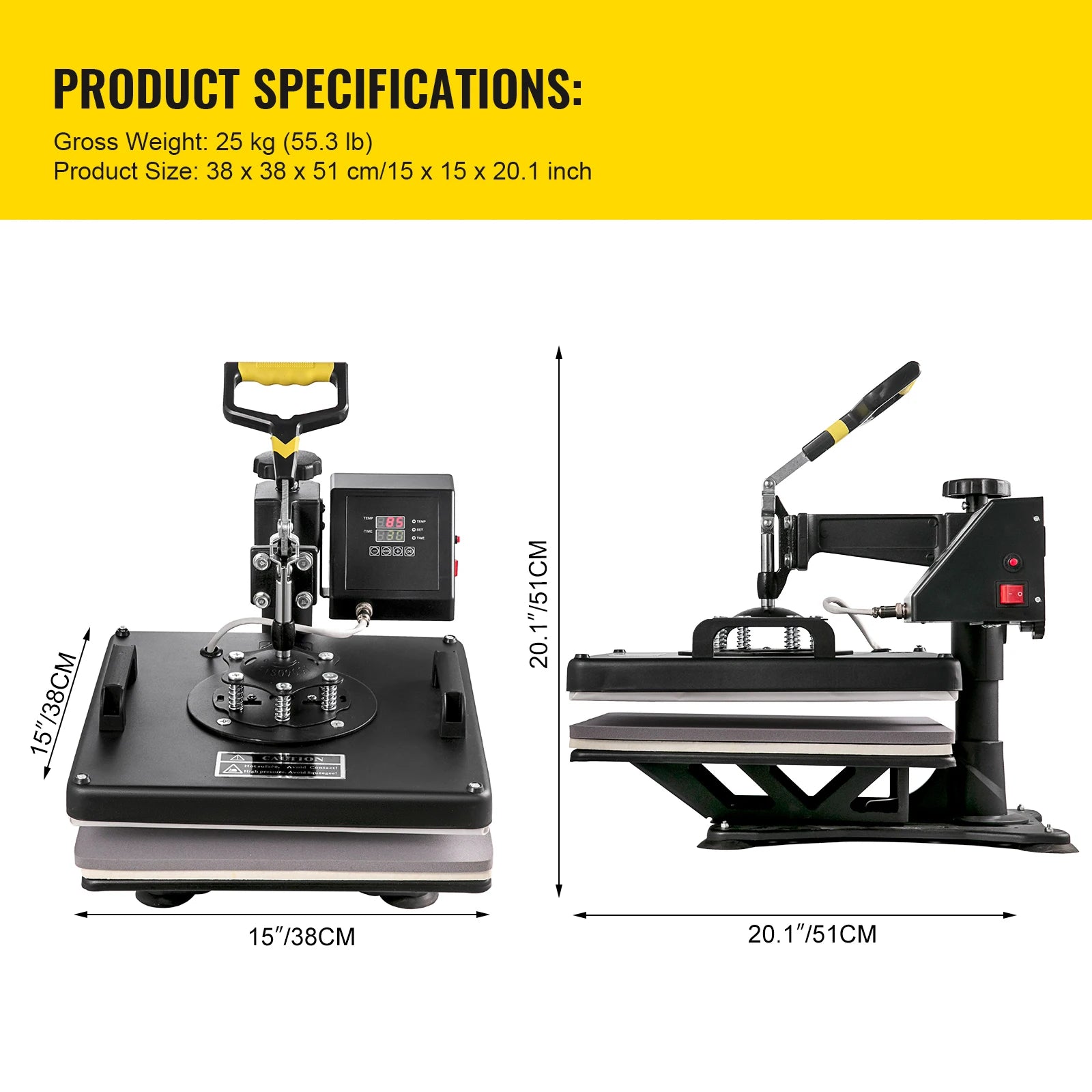 8-in-1 Heat Press Machine 12x15 & 15x15 Sublimation Kit