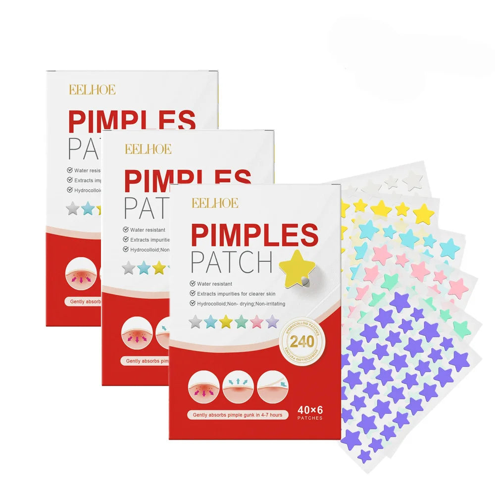 240pcs New Pimple Patch Acne Patches Heart/Star/Flower/Round Shape Acne Dots Patches Moisturizes for Covering Zits and Blemishes 