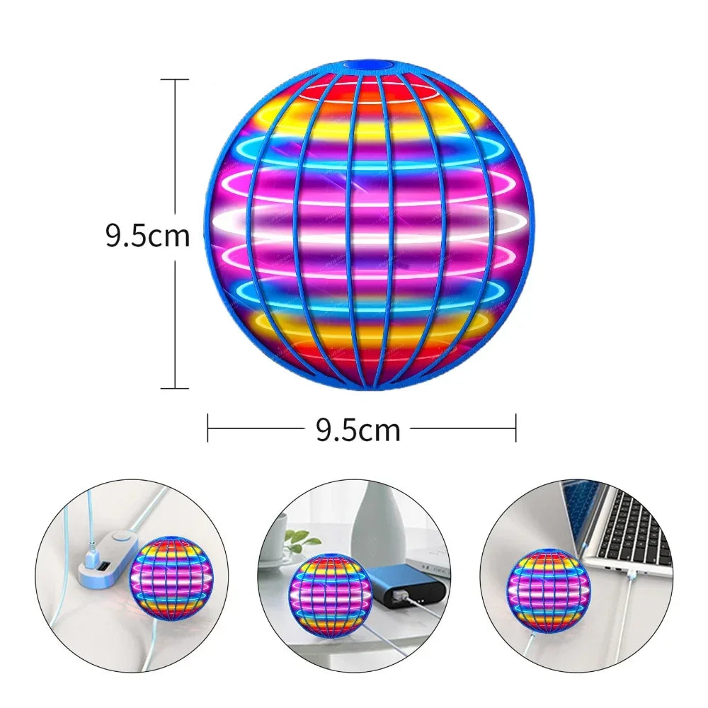 Flying Ball Children's Hand Controlled Color LED Cosmic Globe 360 ° Rotating Suspension Ball Suitable for Indoor and Outdoor Toy 