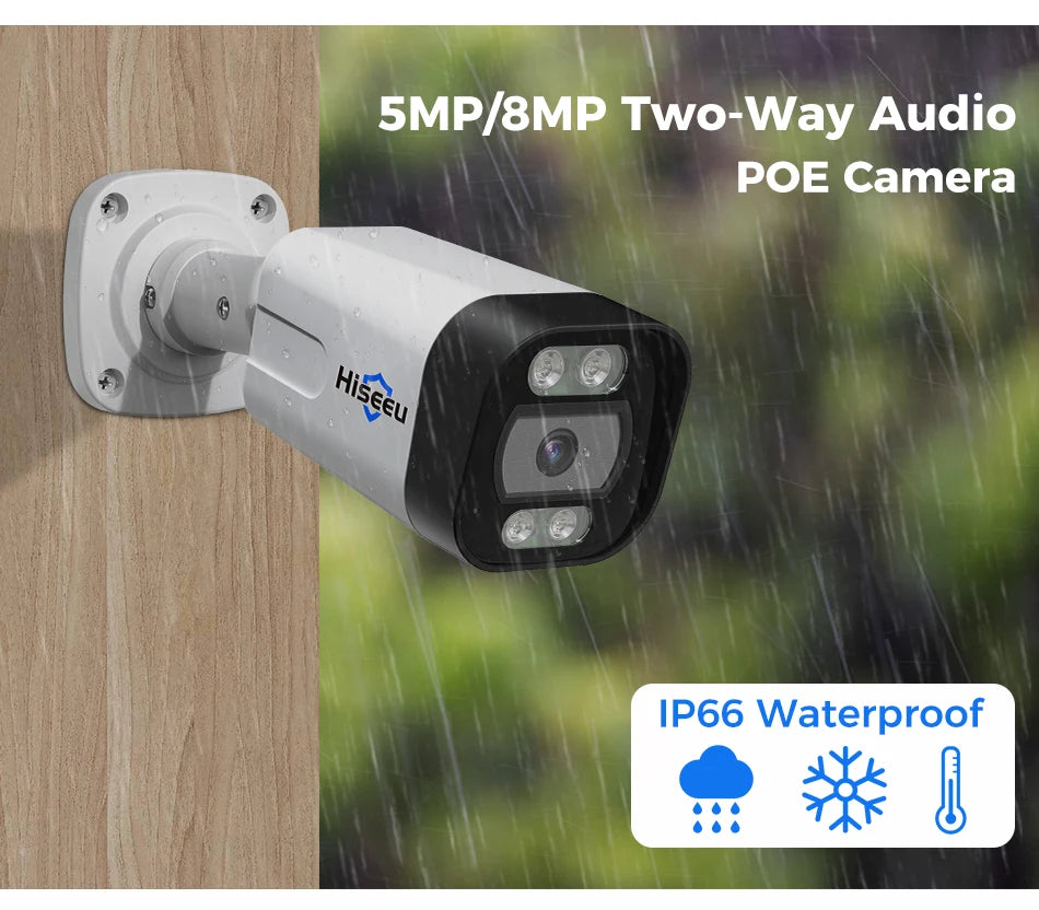 4K 8MP PoE IP Bullet Security Camera with Two-Way Audio