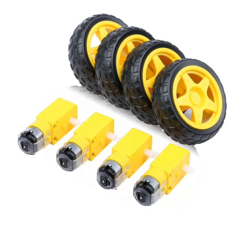 Four TT Gear Motors with Wheels for Robot Projects