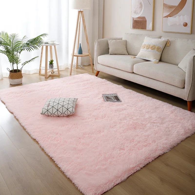 White Fluffy Hall Carpet Modern Living Room Bedroom Home Decor Large Mats Thickened Non-Slip Girl Children's Room Pink Furry Rug 