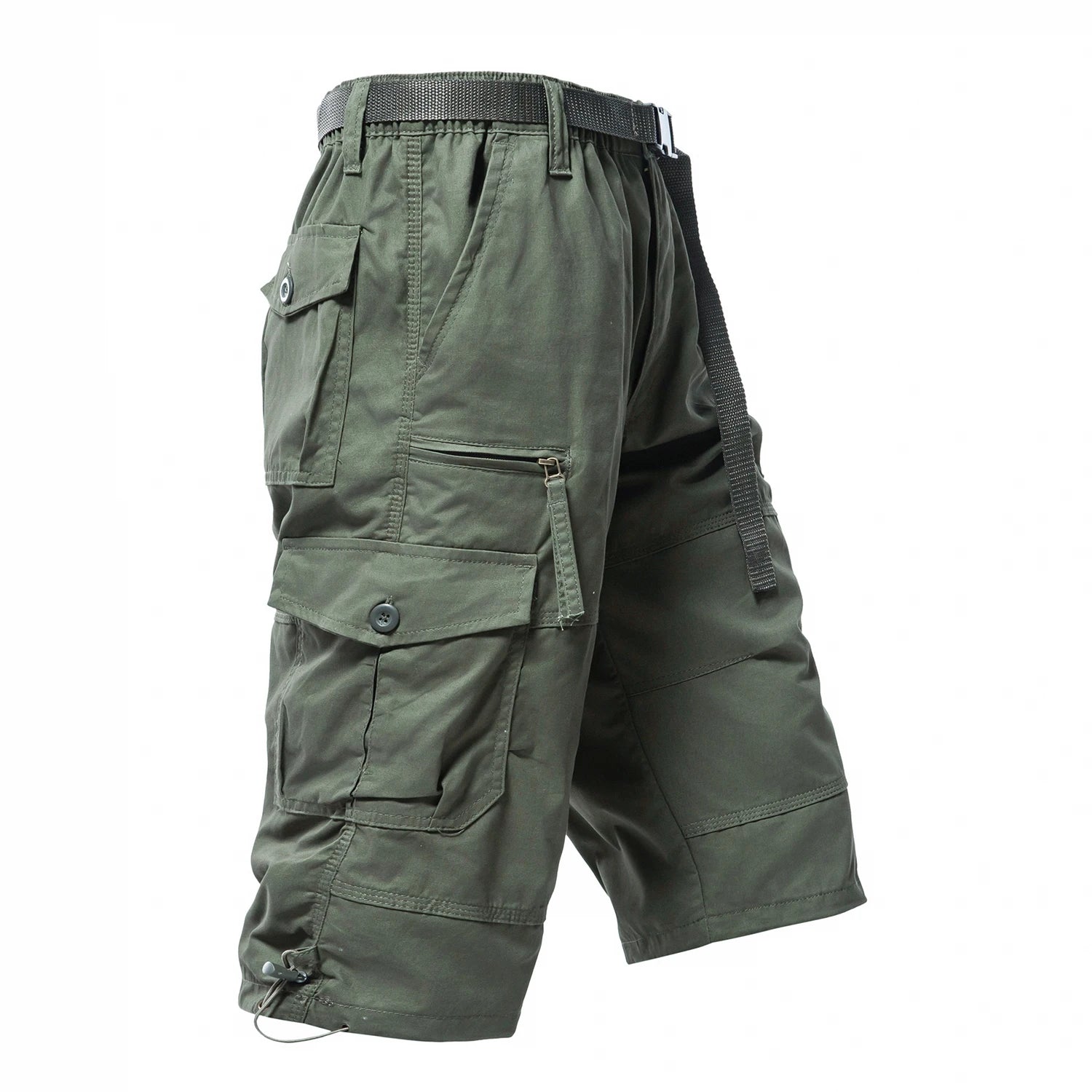 Men's Cotton Cargo Shorts with 7 Pockets, Knee Length