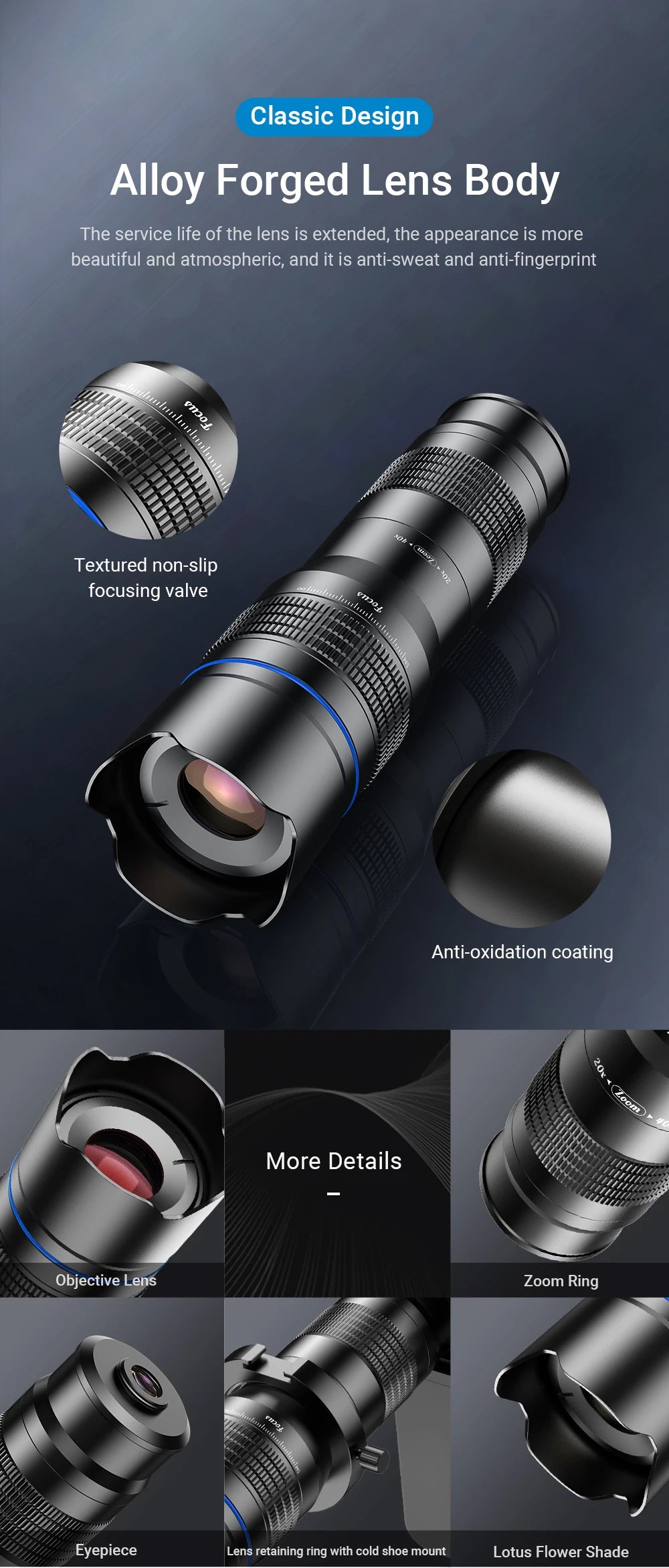 20-40x zoom telelens voor smartphone met statiefset