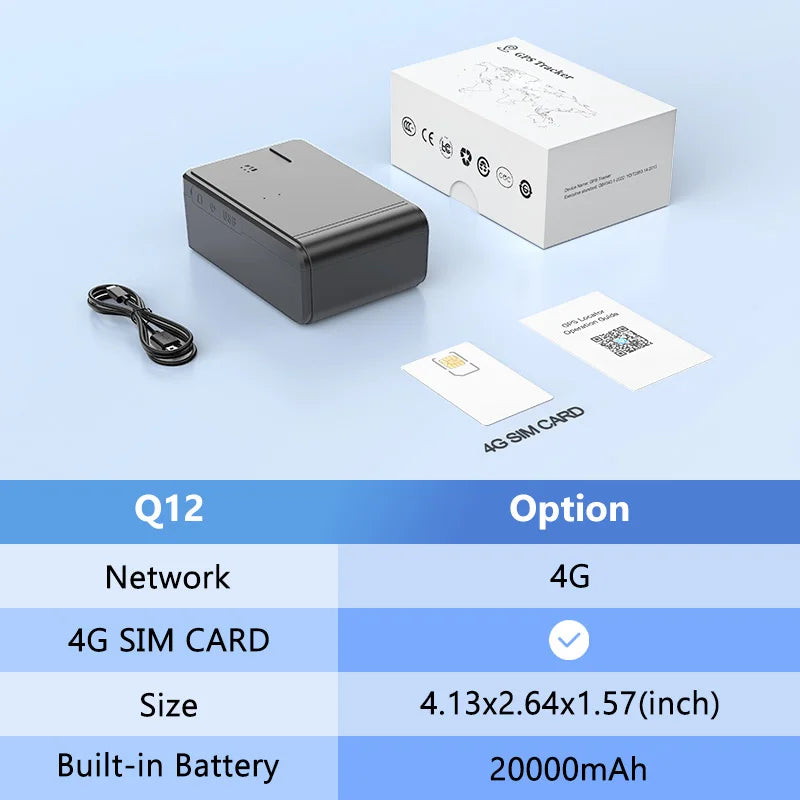 4G 20000/10000 mAh GPS Vehicle Tracker Vibration Geo-Fence Alarm Strong Magnet Long Standby Battery with Free APP