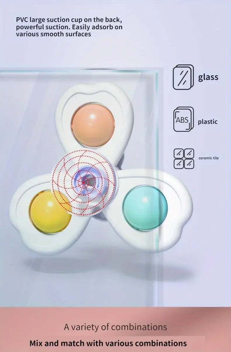 3PCS Suction Cup Spinner Toy for Bath