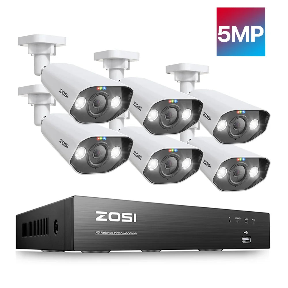 ZOSI 8MP 8CH PoE NVR Security Camera System with Siren and Audio