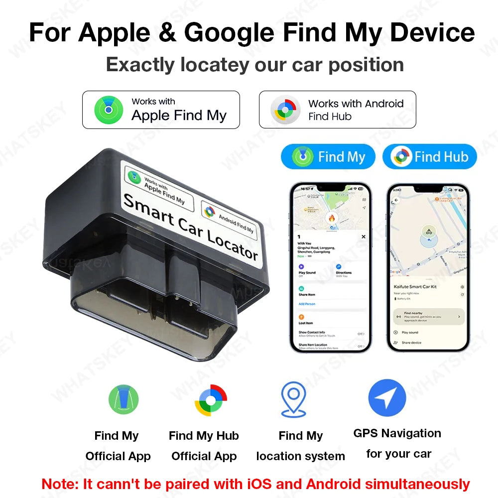 Dispozitiv OBD de localizare a vehiculului, pentru rețele Apple sau Android