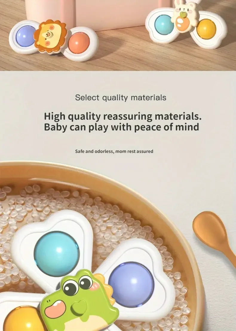 3PCS Suction Cup Spinner Toy for Bath