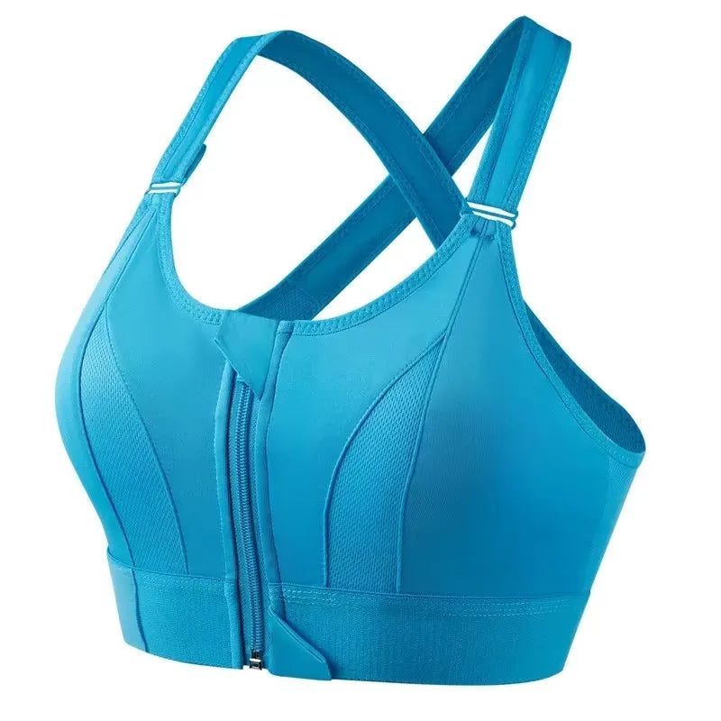 Sports Bras For Women Front Zipper Adjustable Strap Shockproof Elastic Fitness Athletic Brassiere Slim Yoga Crop Top 