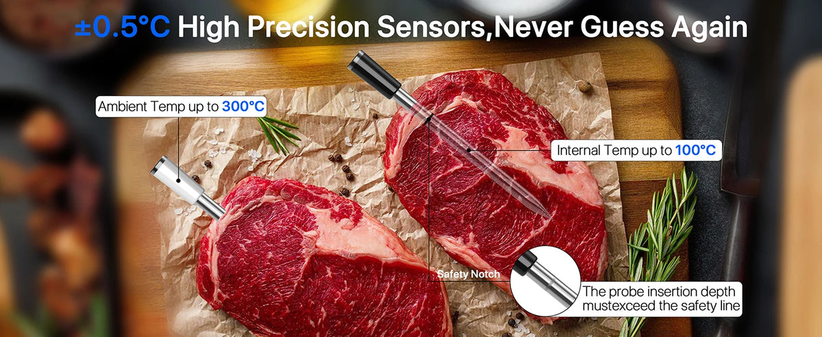 Wireless Digital Meat Thermometer with WiFi and Bluetooth