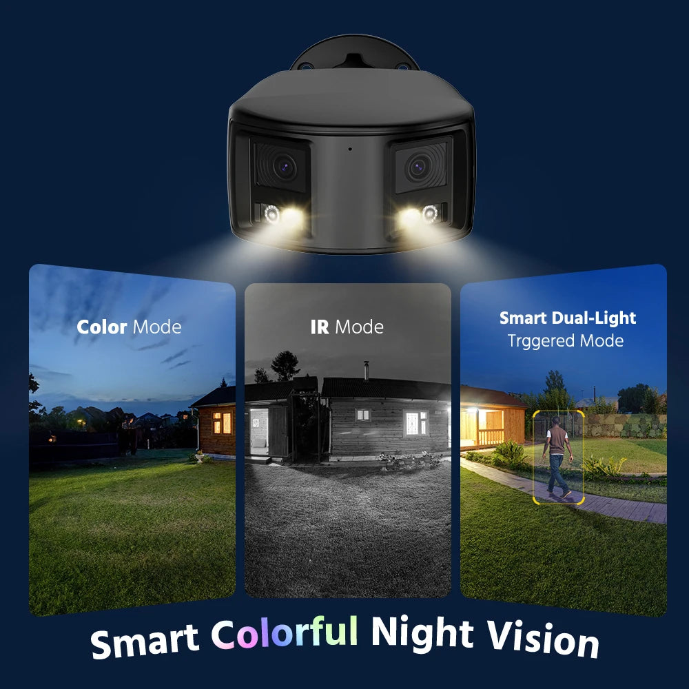 4K 8MP 180° Dual Lens Security Camera with Color Night Vision