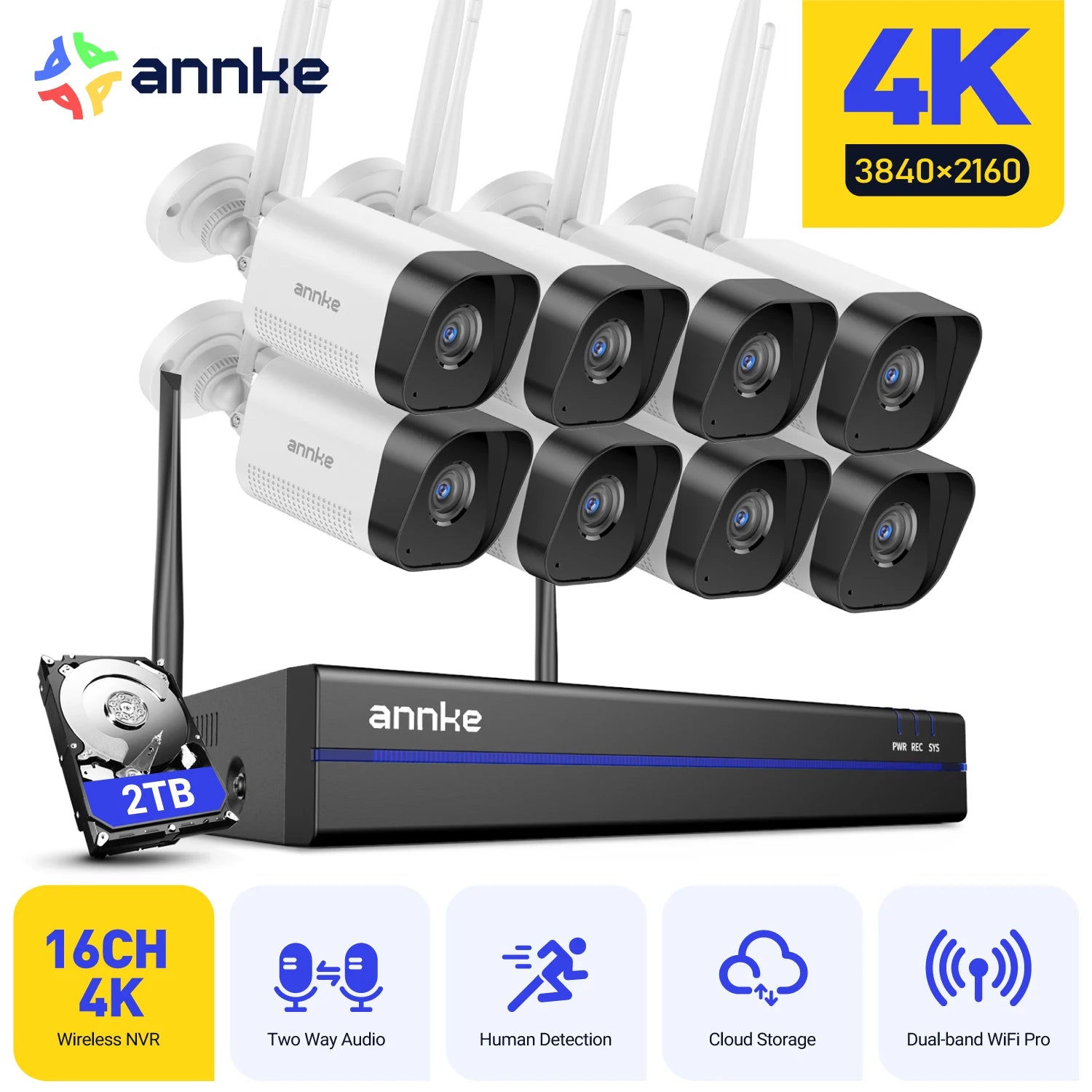ANNKE 8MP WiFi Security Camera System Kit with 16CH NVR